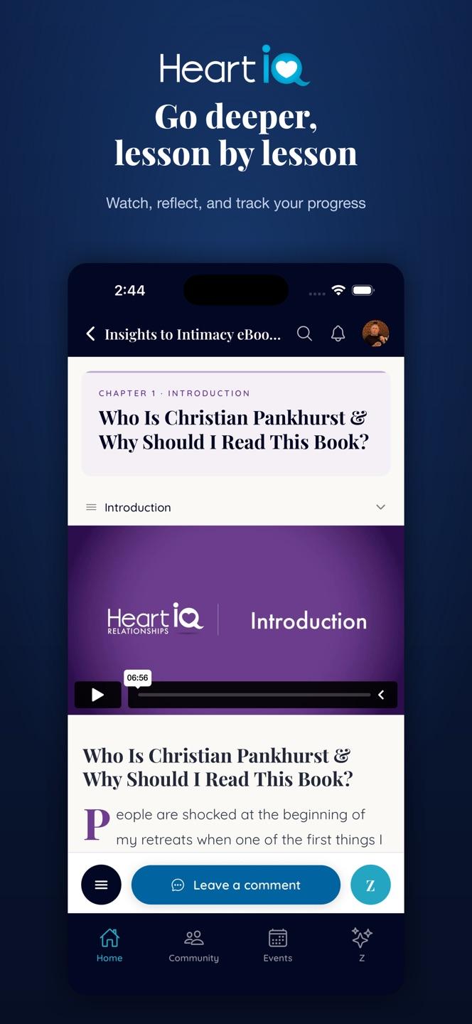A Heart iQ course lesson with video and written teaching inside the mobile app