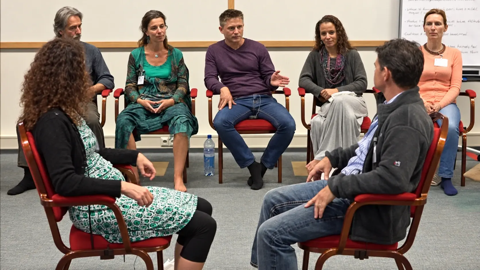 Christian coaching a couple while the group witnesses