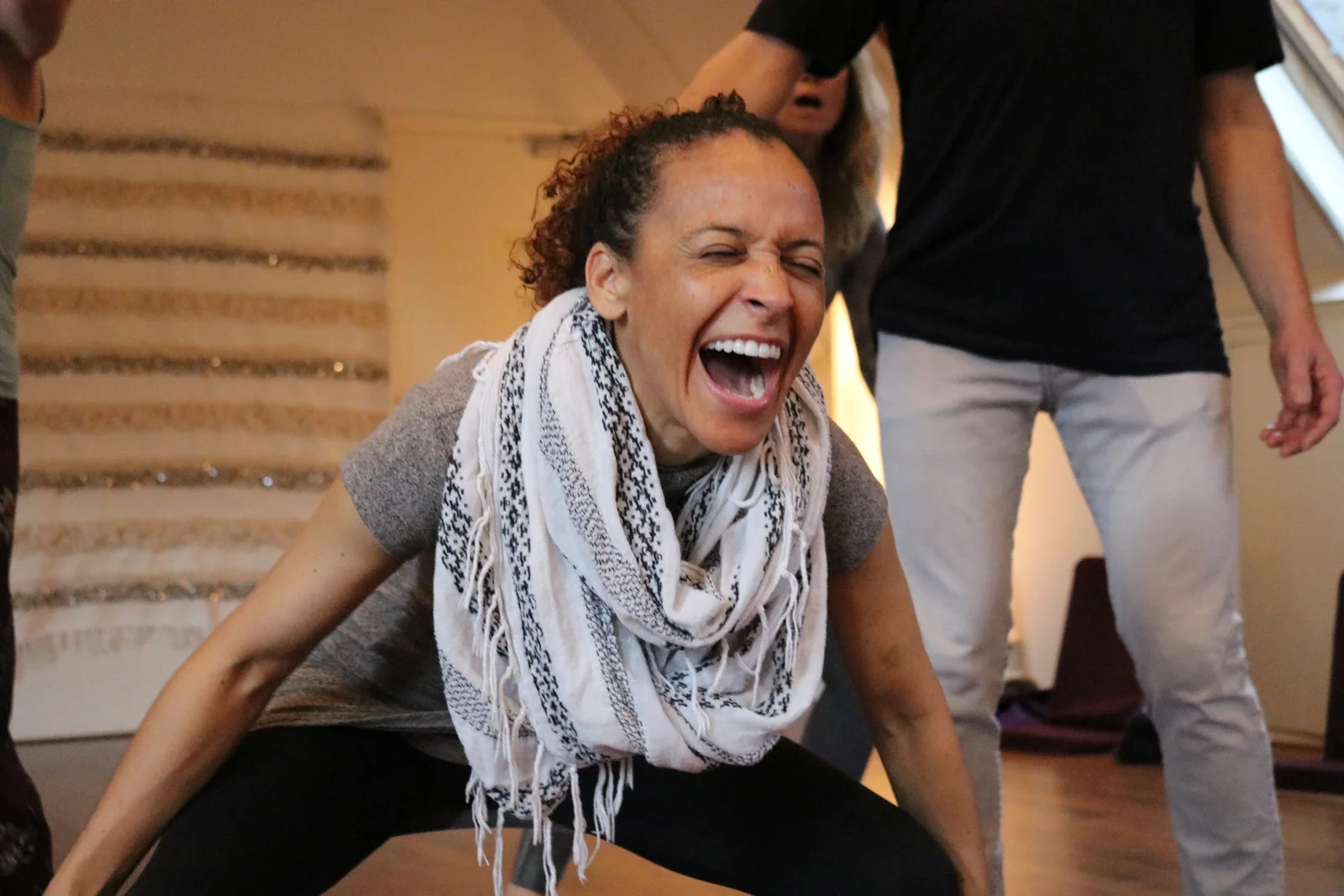 A participant following an embodied Heart iQ practice
